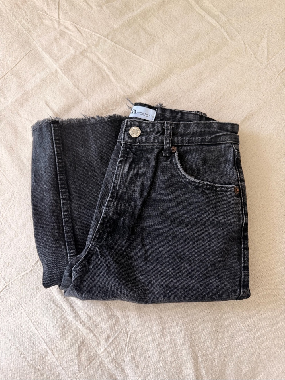 Zara Women's Black Washed Wide Leg Jeans